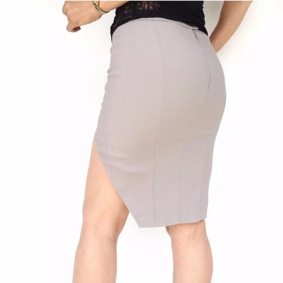 Patrizia Pepe Gray Front Split Pencil Skirt Sz42 - Picture 3 of 7